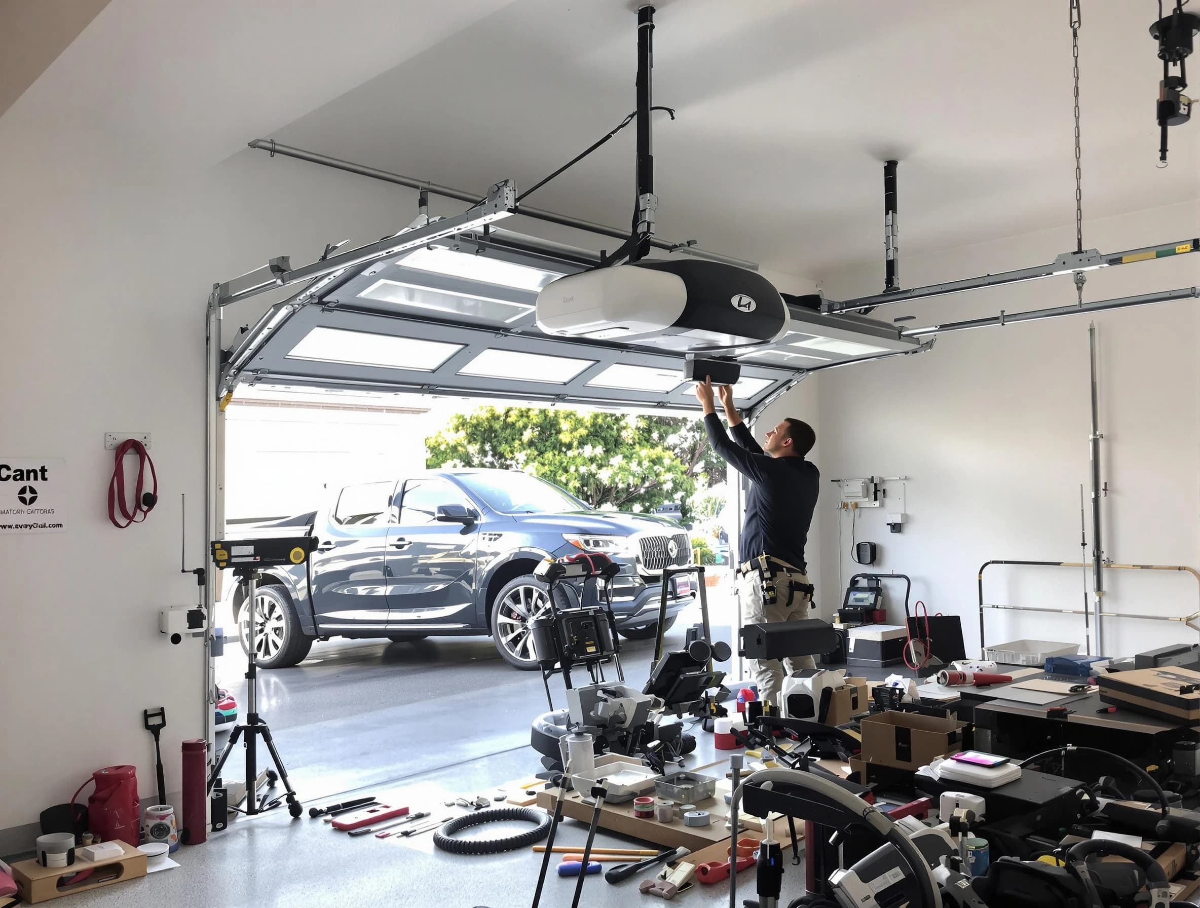 Tyrone Garage Door Repair specialist installing smart garage door opener system in Tyrone home