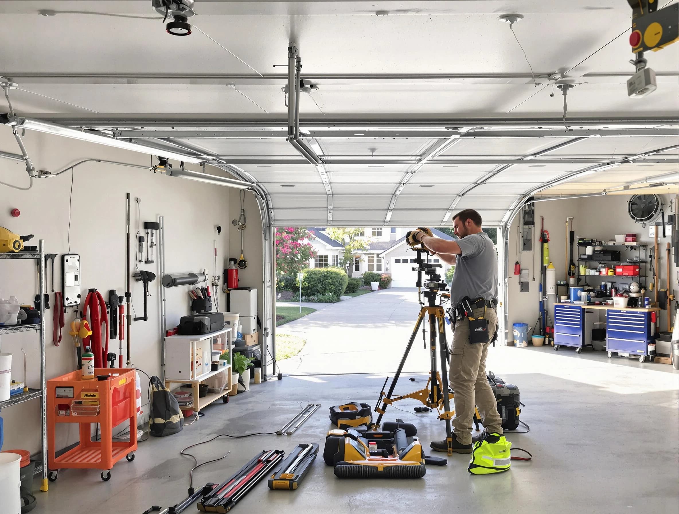 Tyrone Garage Door Repair specialist performing laser-guided track alignment in Tyrone